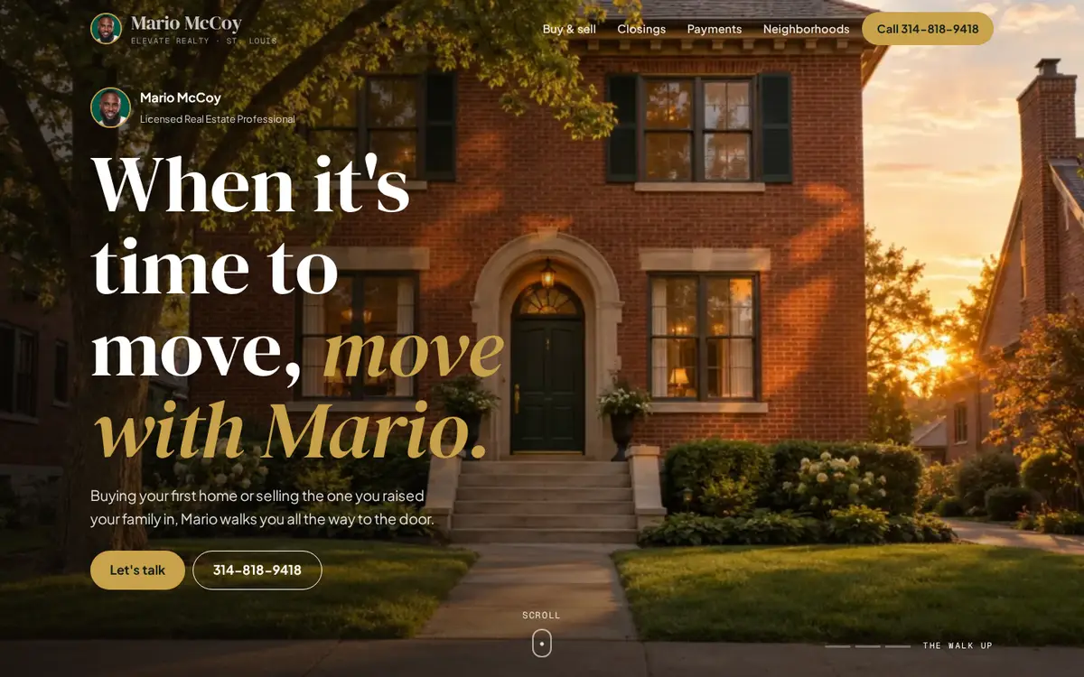 Mario McCoy real estate website on desktop